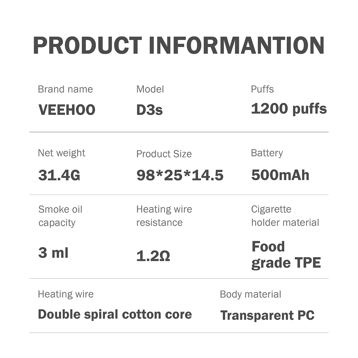 D3 S 1200 Puffs Disposable Vape TPD Certification