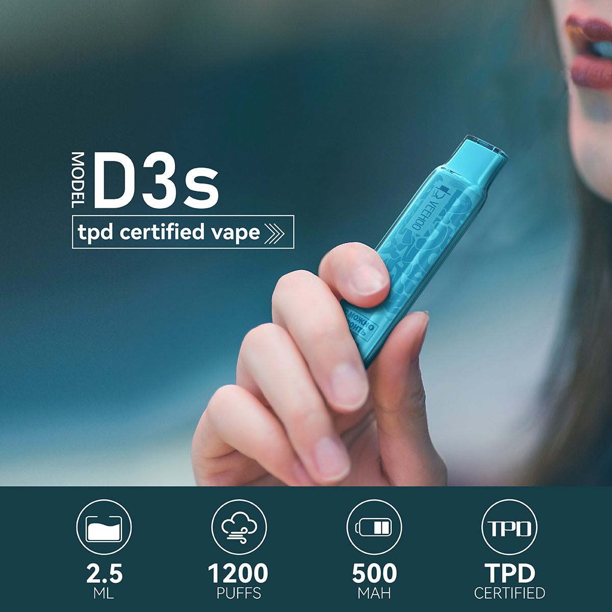 D3 S 1200 Puffs Disposable Vape TPD Certification