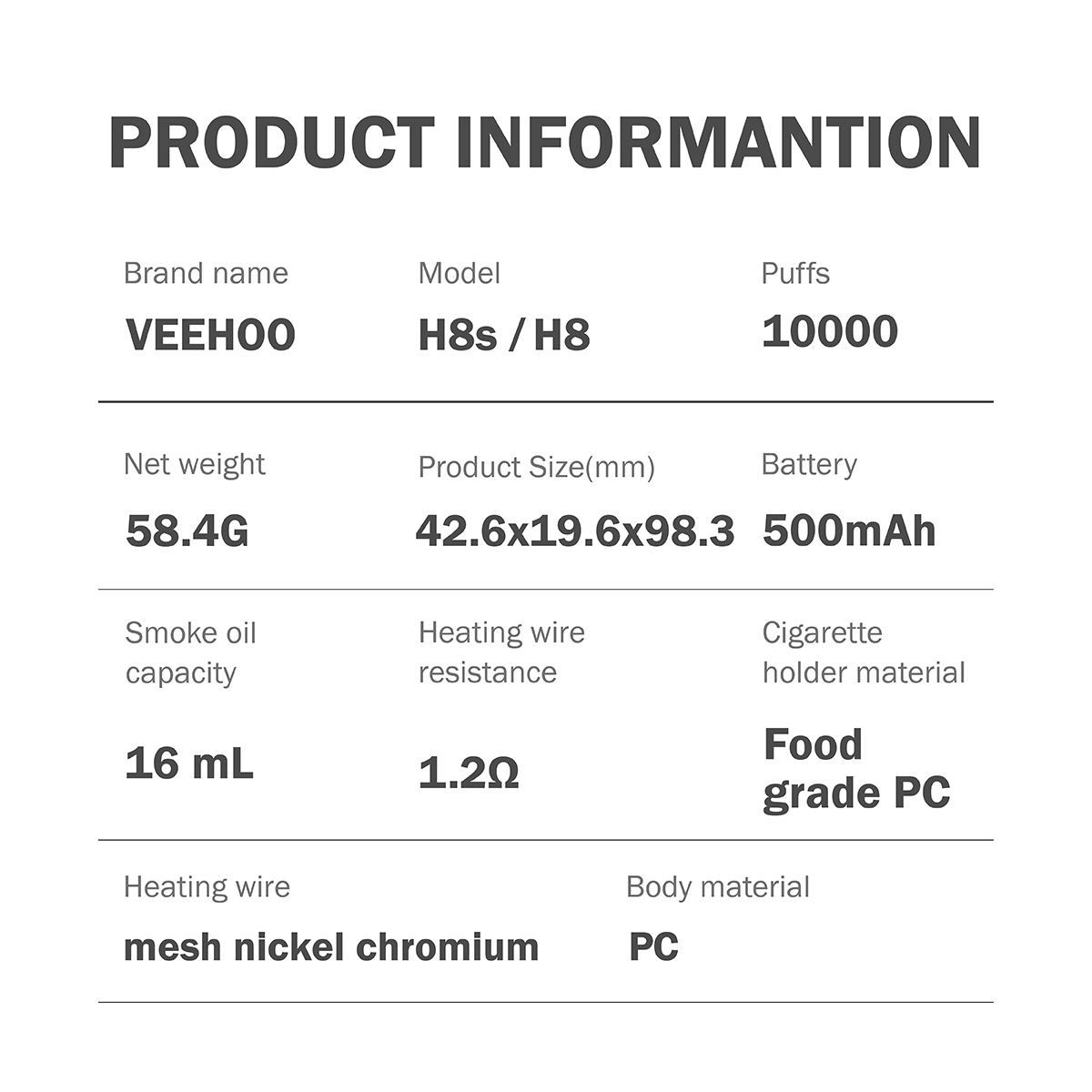 H8s / H8 10000puff 16mL, Disposable Vape