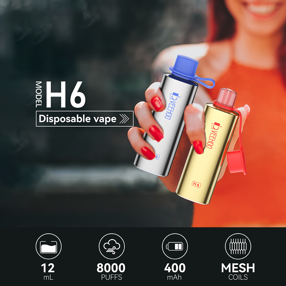 H6 8000puffs 8mL, Disposable Vape