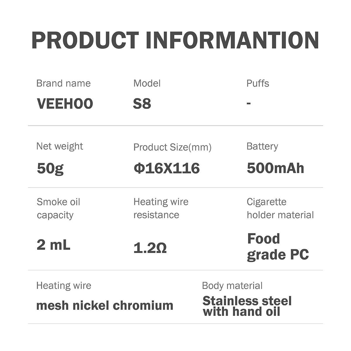 S8 2ml Changing Vape Pen, Refillable Vape
