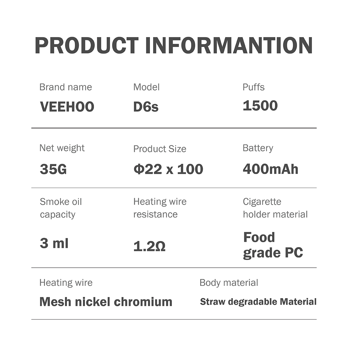 D6S 1500puffs Cigar-Shaped Vape